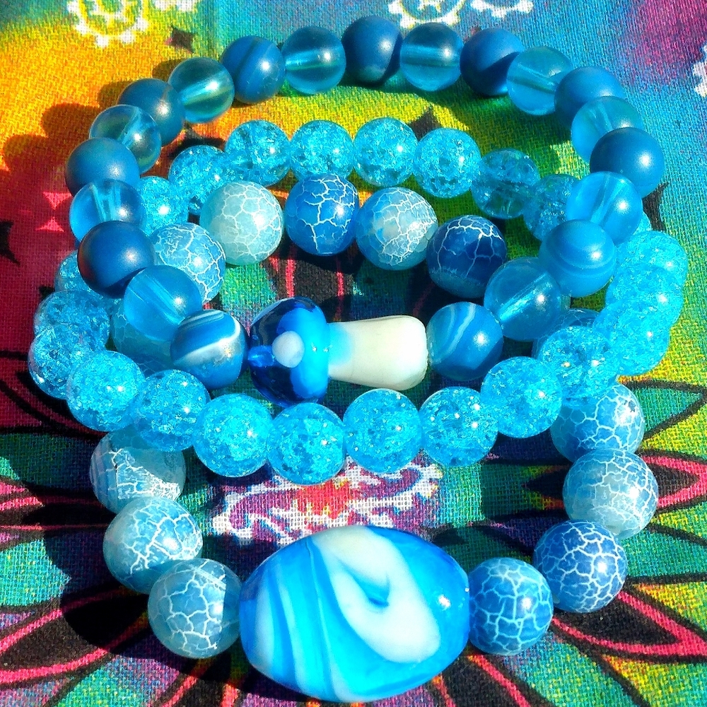Blue Trio Bracelets Set